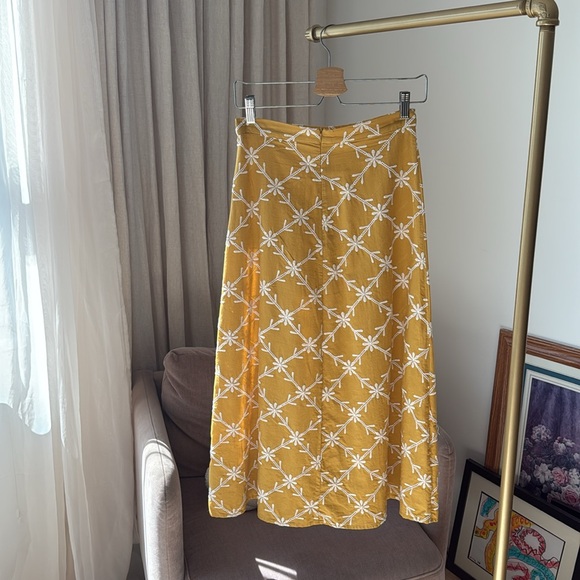 ZARA Yellow Floral Midi/Maxi Skirt with Beige Crochet – Size S - Picture 3 of 10